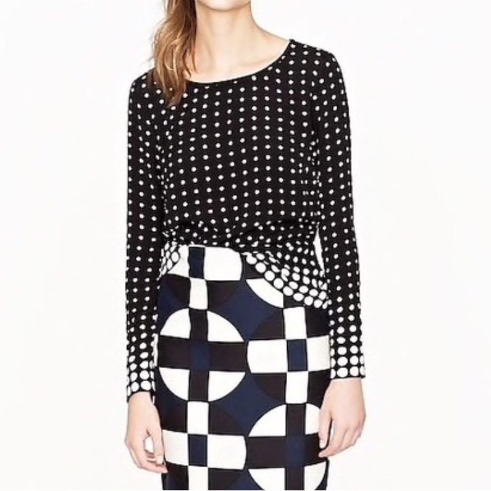 J.Crew Gradient Black and White Polka Dot Blouse